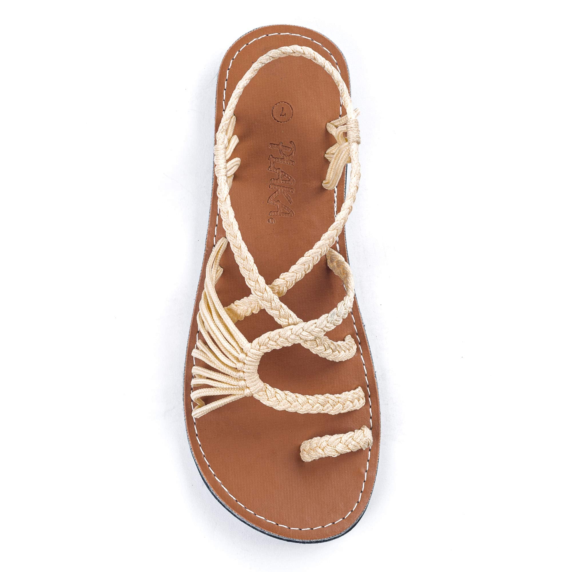 Plaka Women's Palm Leaf Flat Sandals for Summer Wear