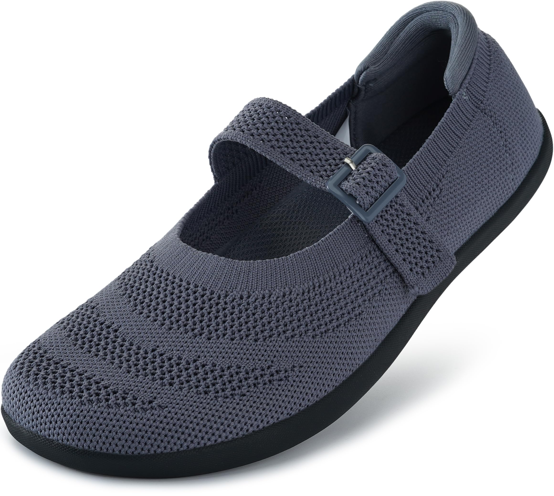WHITIN Women's Barefoot Mary Jane Flats + Wide Toe Box + Zero Drop Sole + Adjustable Straps