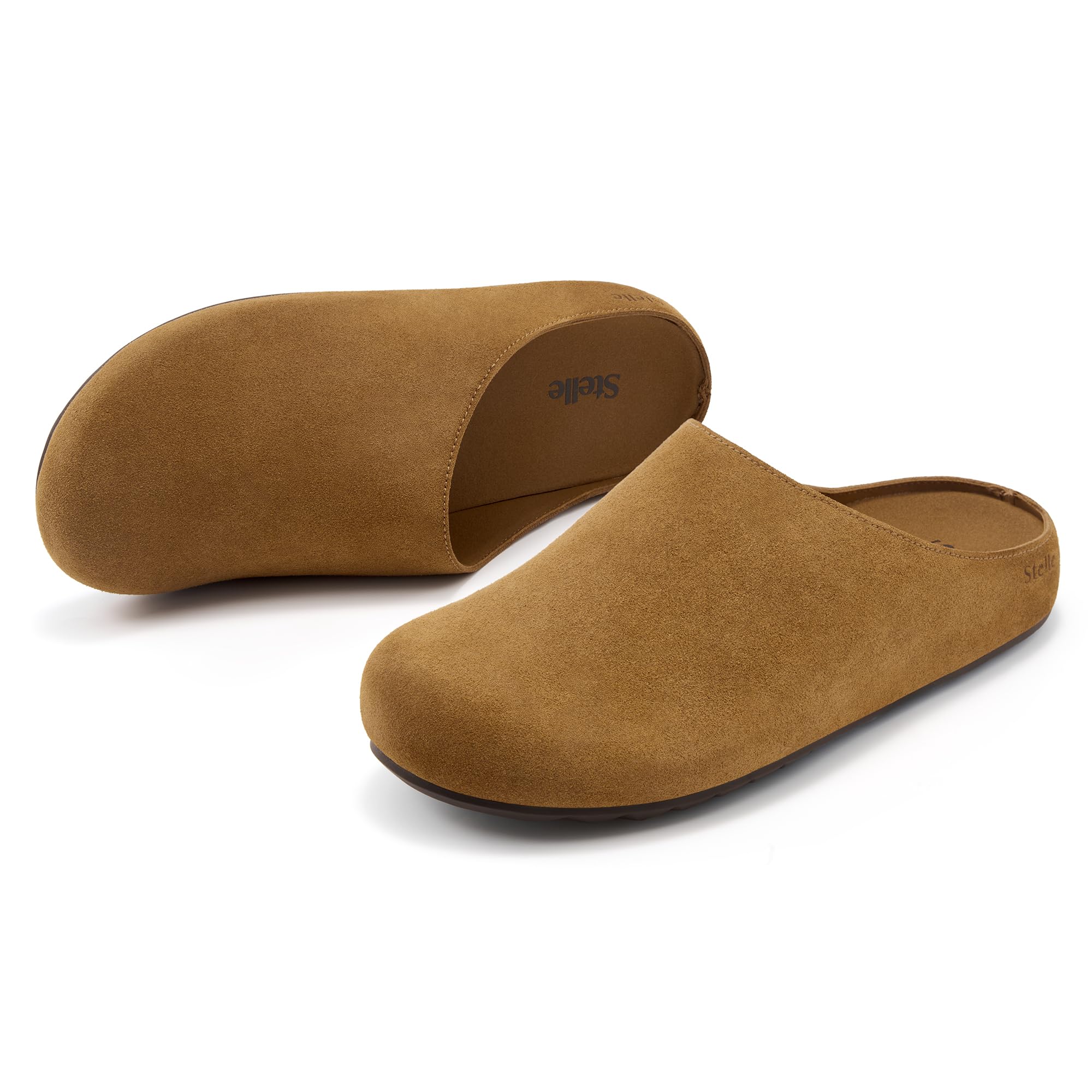 Women's Suede Clogs with Arch Support and Cork Footbed