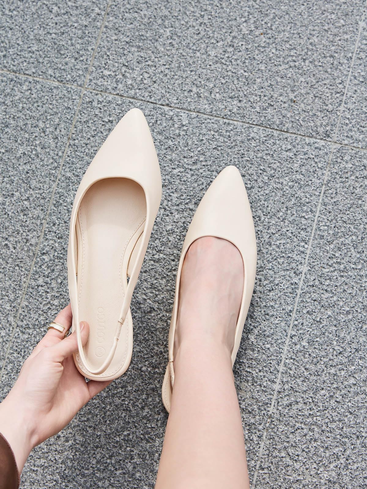 Coutgo Womens Slingback Flats Pointed Closed Toe Ballet Flats Comfortable Slip On Work Dress Shoes