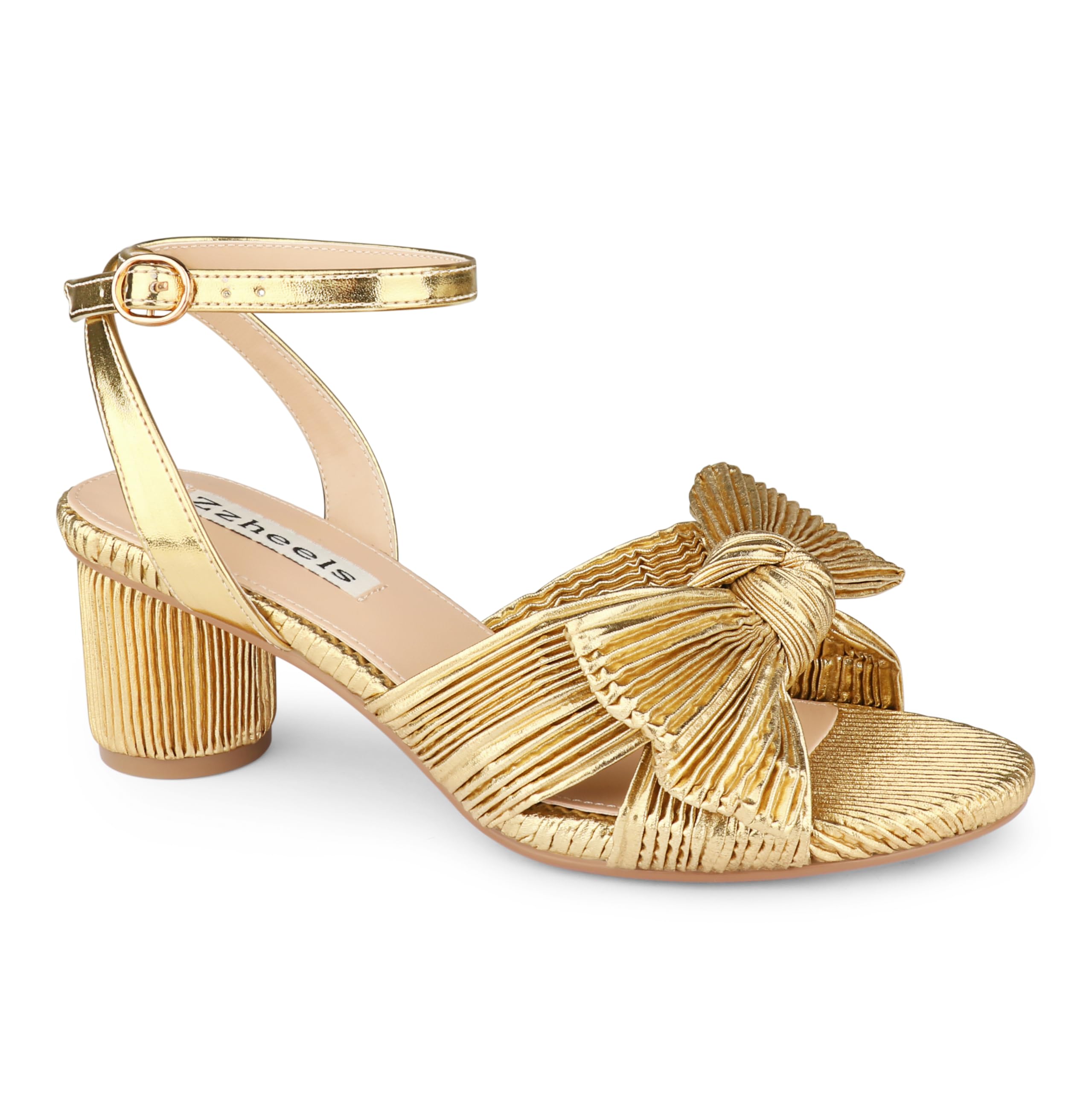 Zzheels Women's Bow-Knot Block-Heel Bridal Sandals