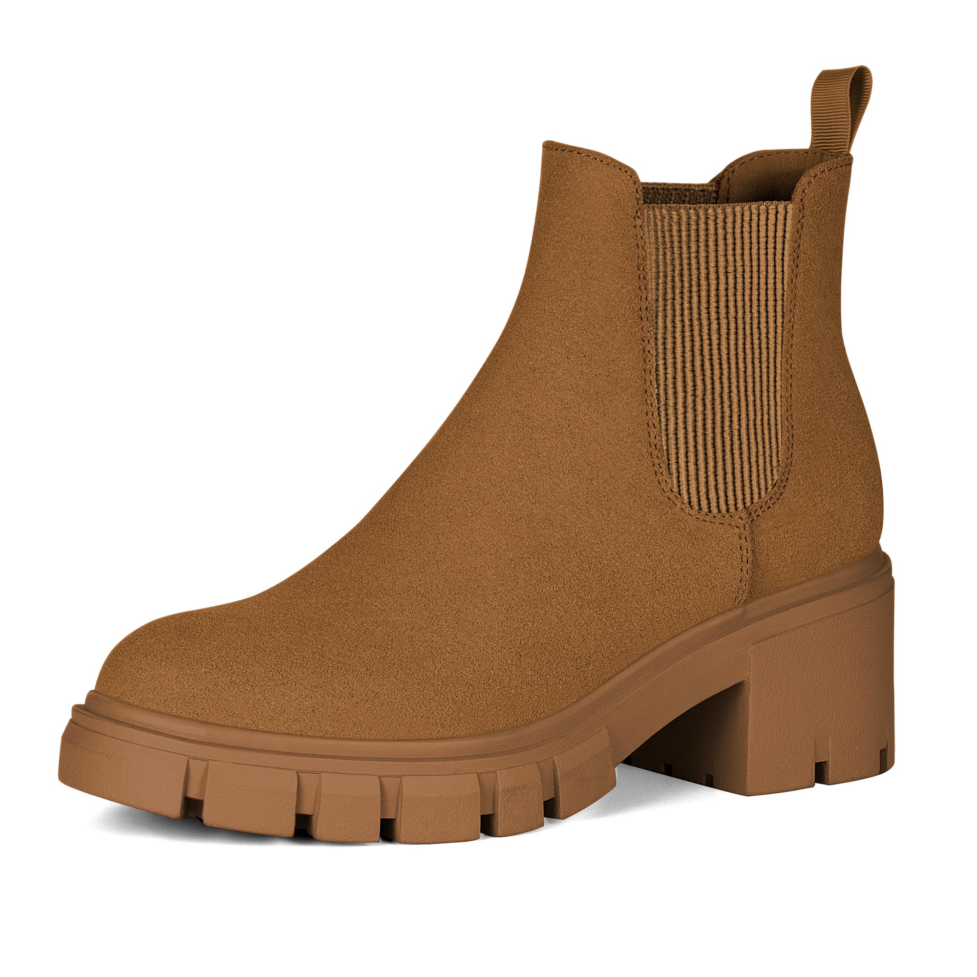 Athlefit Women's Chelsea Ankle Boots with Chunky Lug Sole