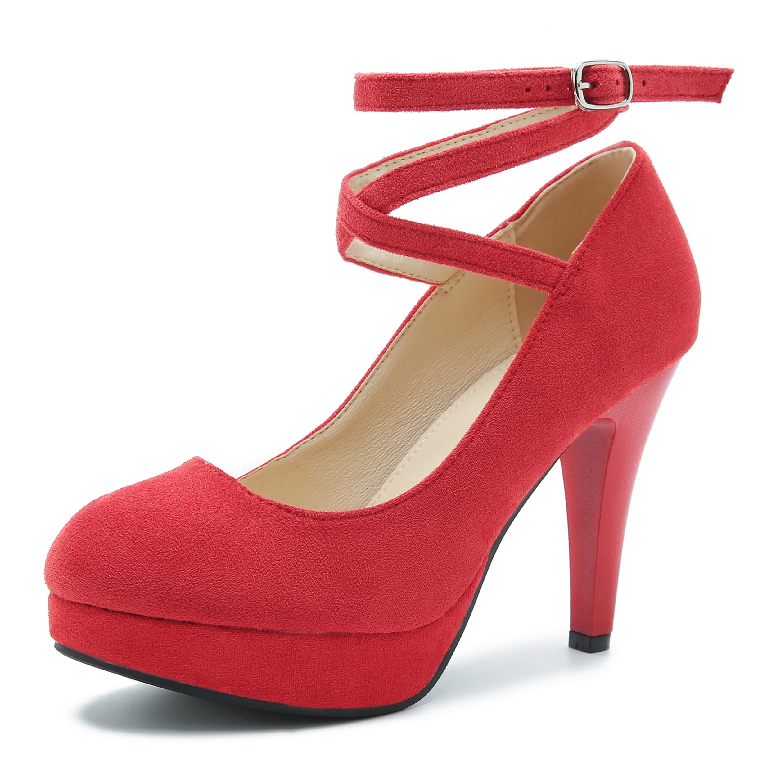 Women's Platform Pumps with Crisscross Ankle Strap