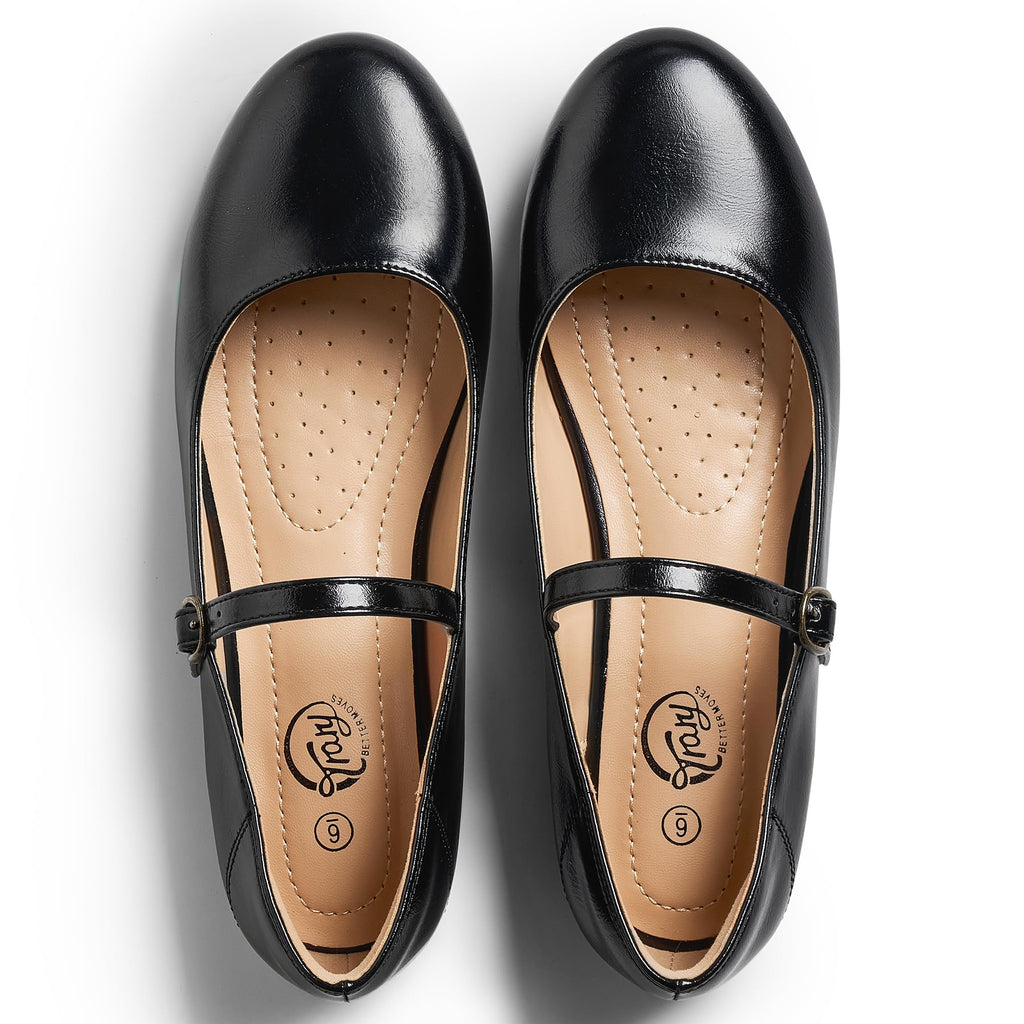 Trary Mary Jane Ballet Flats, Black Flats for Women, Ankle Strap Dressy Comfortable Flats