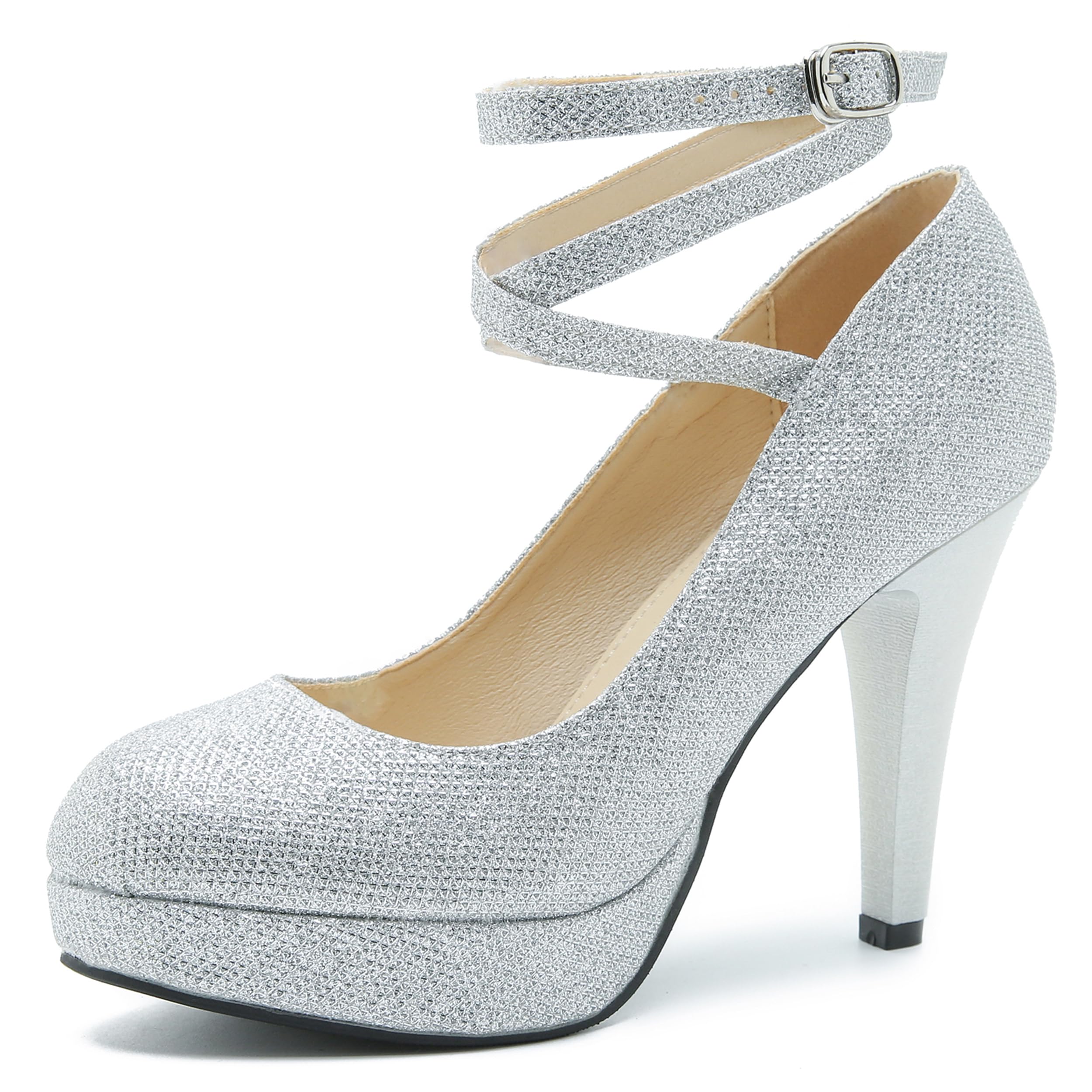 Women's Platform Pumps with Crisscross Ankle Strap