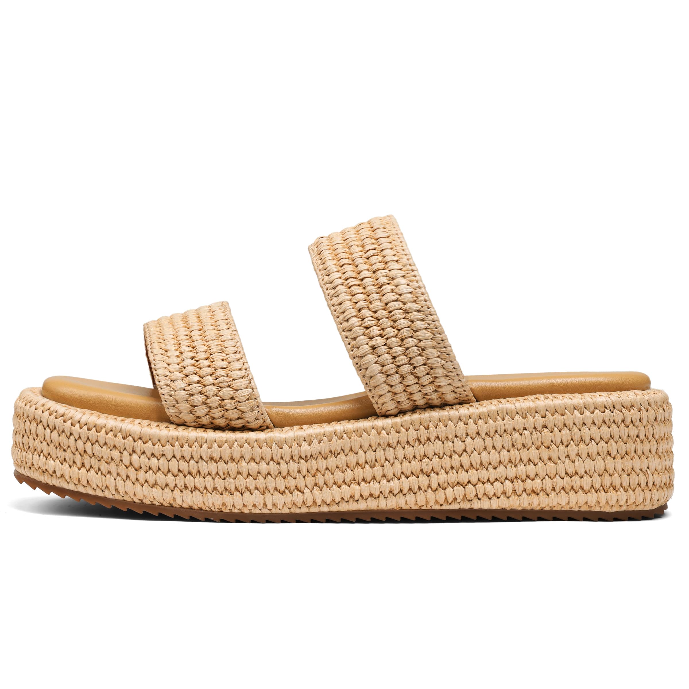 EQAUDES Platform Slip on Espadrille Sandals for Women Wedges Slides Bohemia Sandals Flatform Open Toe Beach Sandals