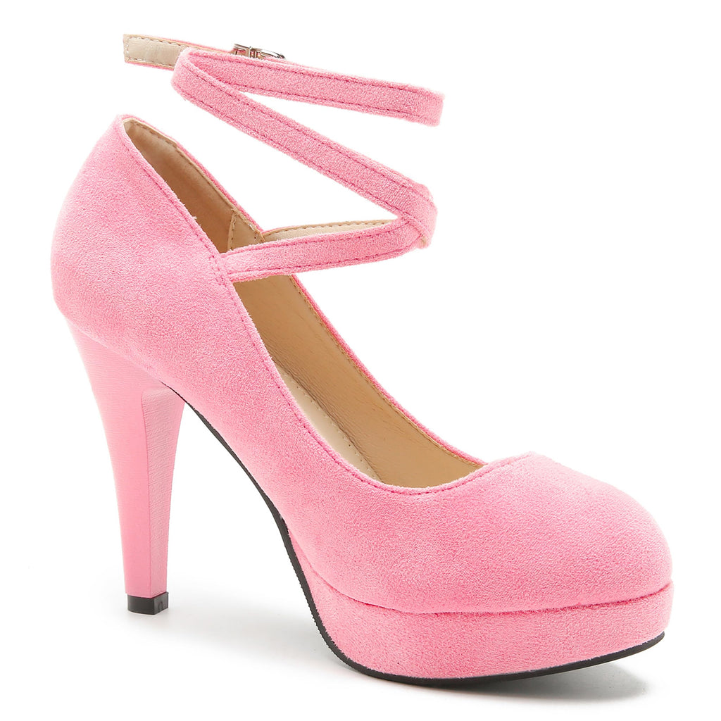 Women's Platform Pumps with Crisscross Ankle Strap