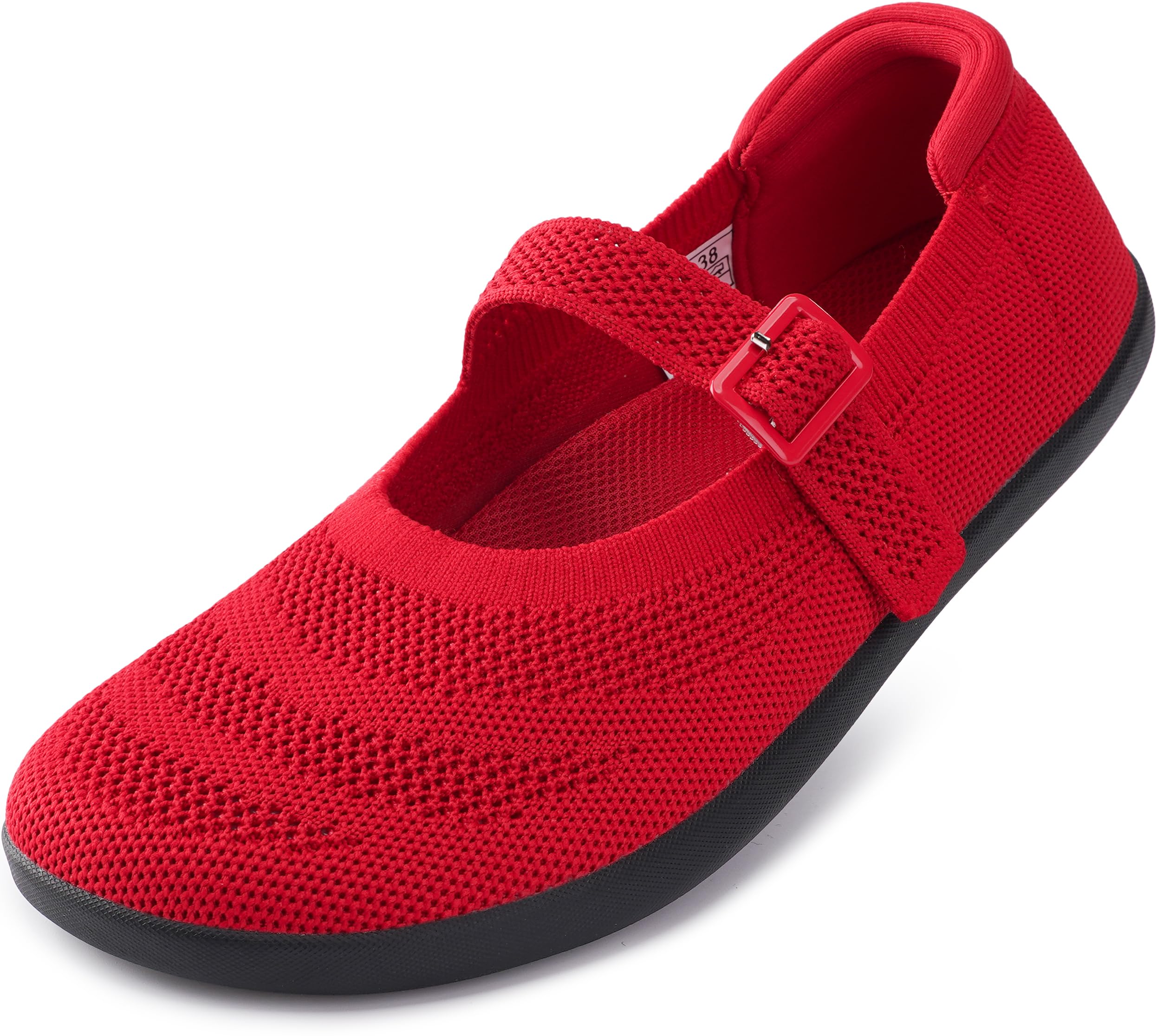 WHITIN Women's Barefoot Mary Jane Flats + Wide Toe Box + Zero Drop Sole + Adjustable Straps
