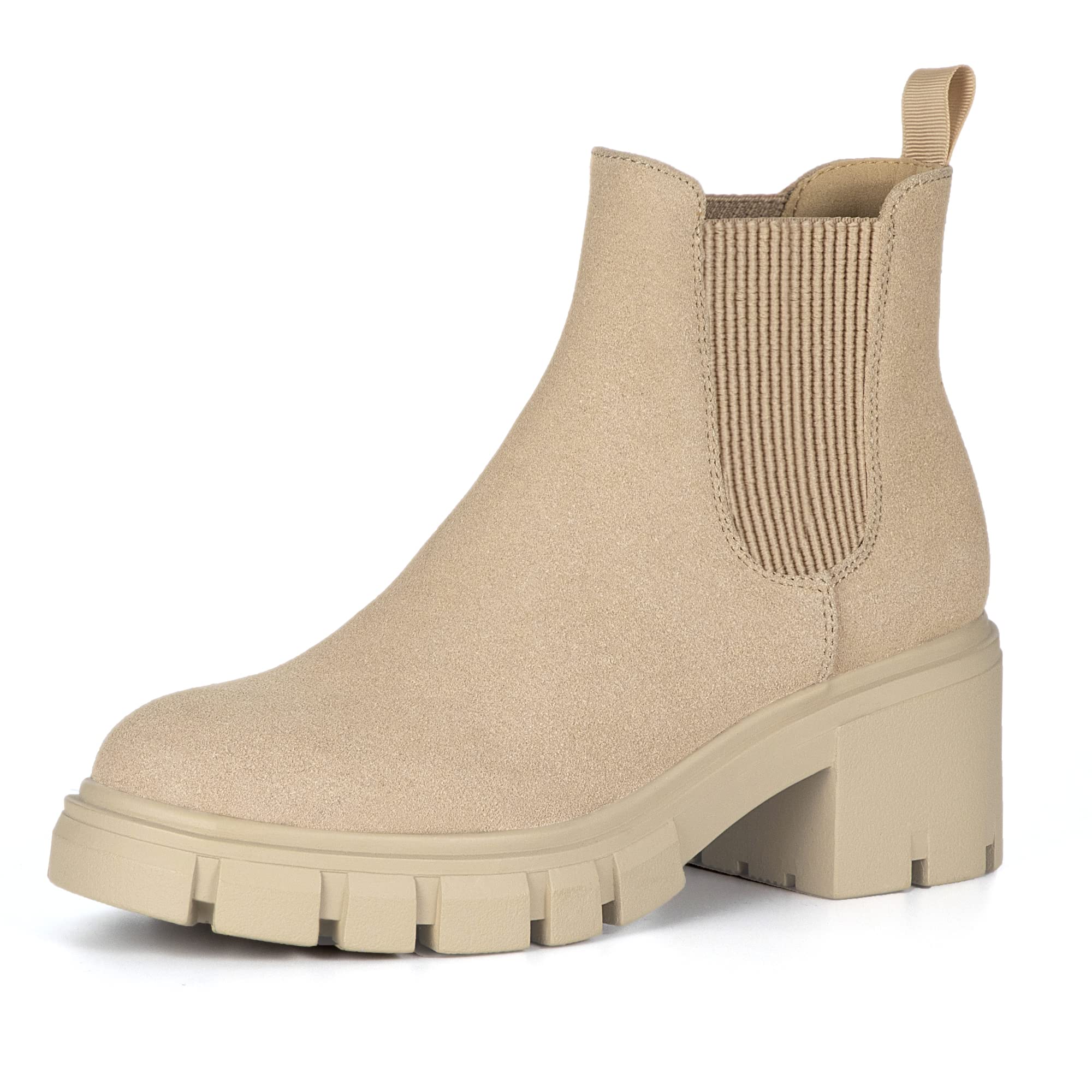 Athlefit Women's Chelsea Ankle Boots with Chunky Lug Sole
