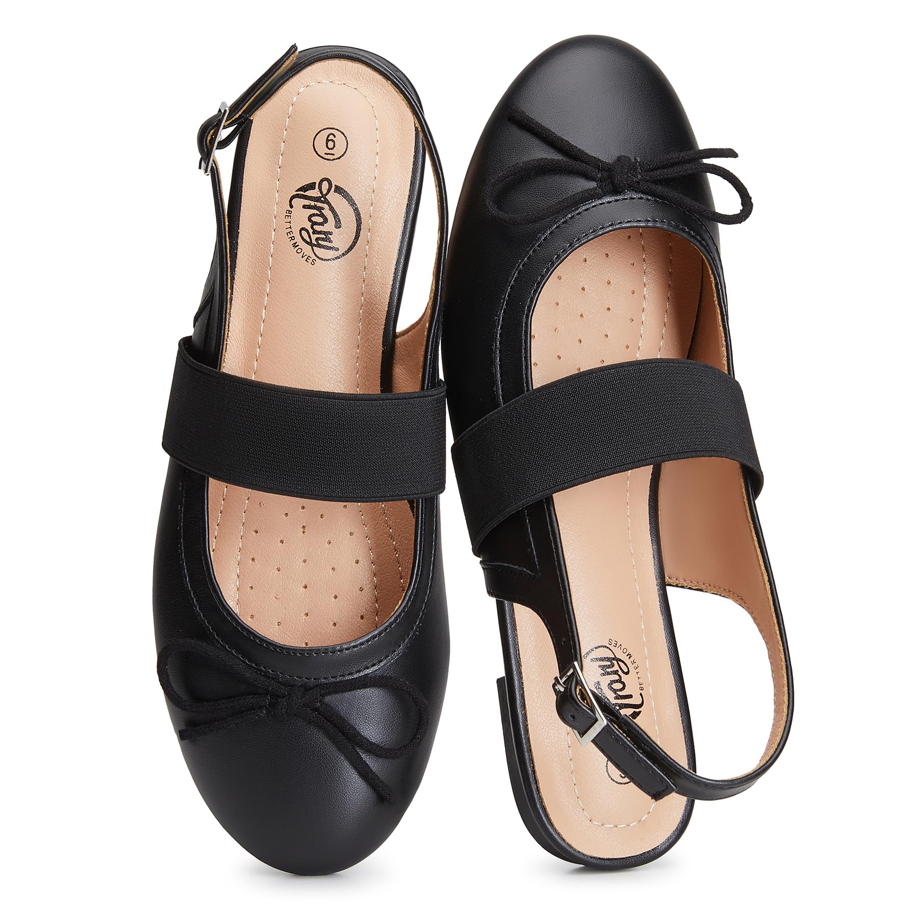 Trary Mary Jane Ballet Flats, Black Flats for Women, Ankle Strap Dressy Comfortable Flats