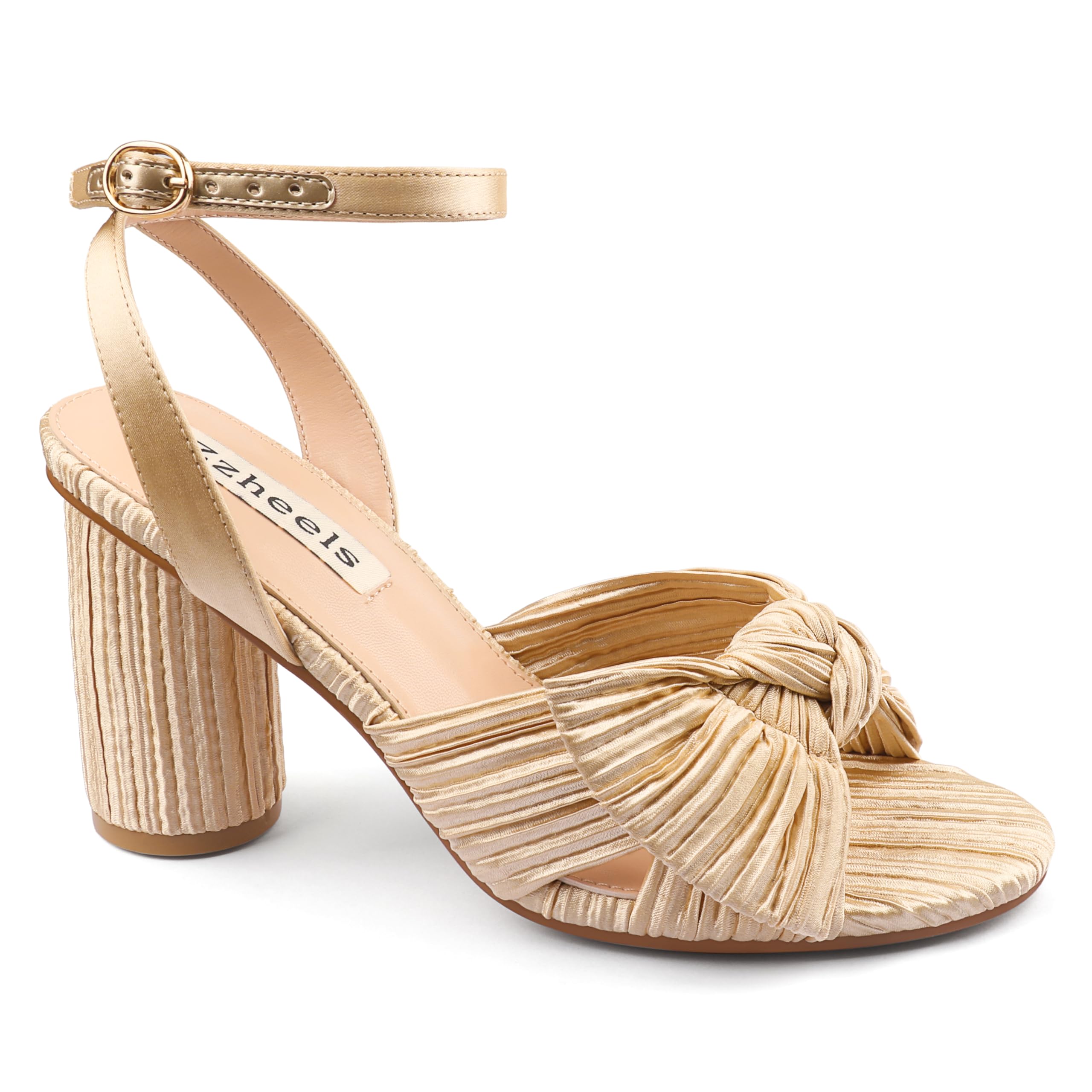 Zzheels Women's Bow-Knot Block-Heel Bridal Sandals