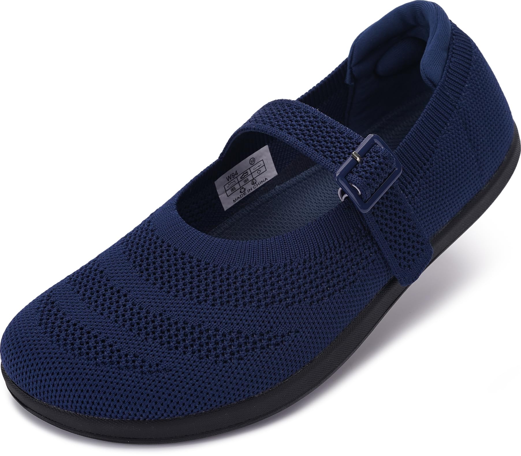 WHITIN Women's Barefoot Mary Jane Flats + Wide Toe Box + Zero Drop Sole + Adjustable Straps