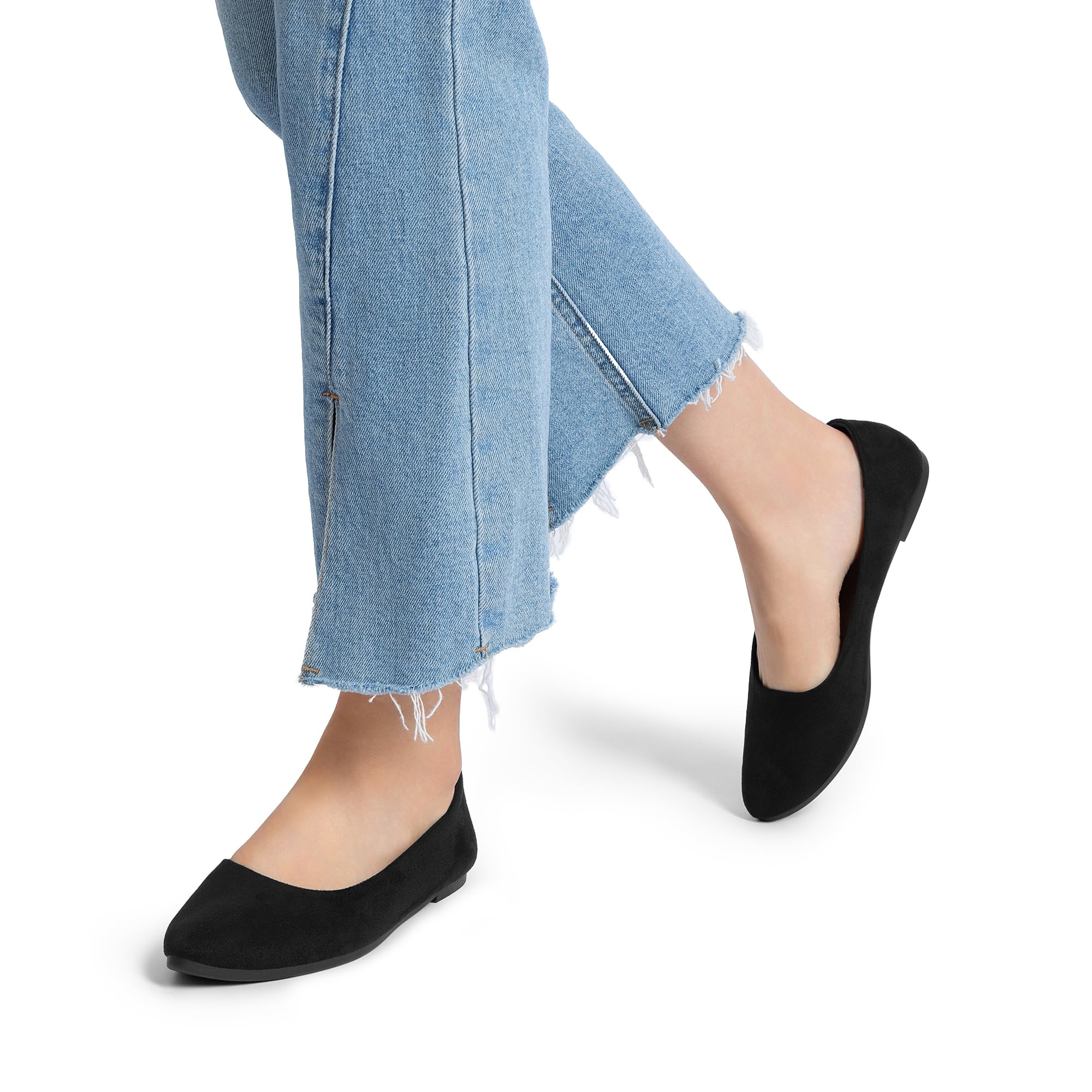 DREAM PAIRS Women's Pointed Toe Flats Comfortable Flexible Cushioned Slip On Business Work Office Casual Suede Ballet Flats Dress Shoes