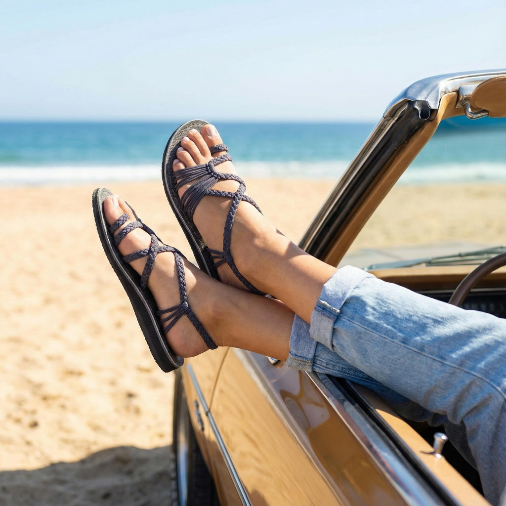 Plaka Flat Sandals for Women Palm Leaf