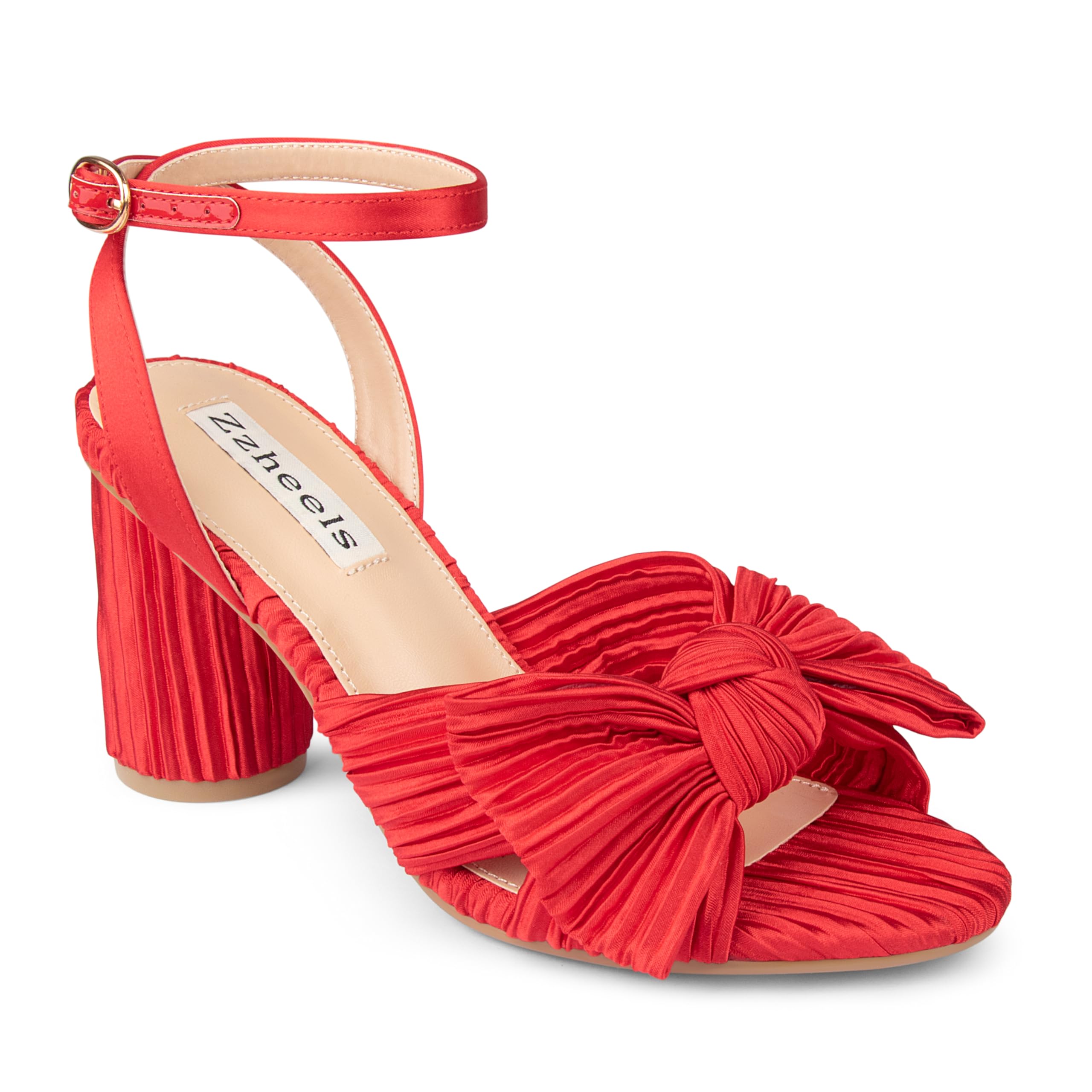 Zzheels Women's Bow-Knot Block-Heel Bridal Sandals