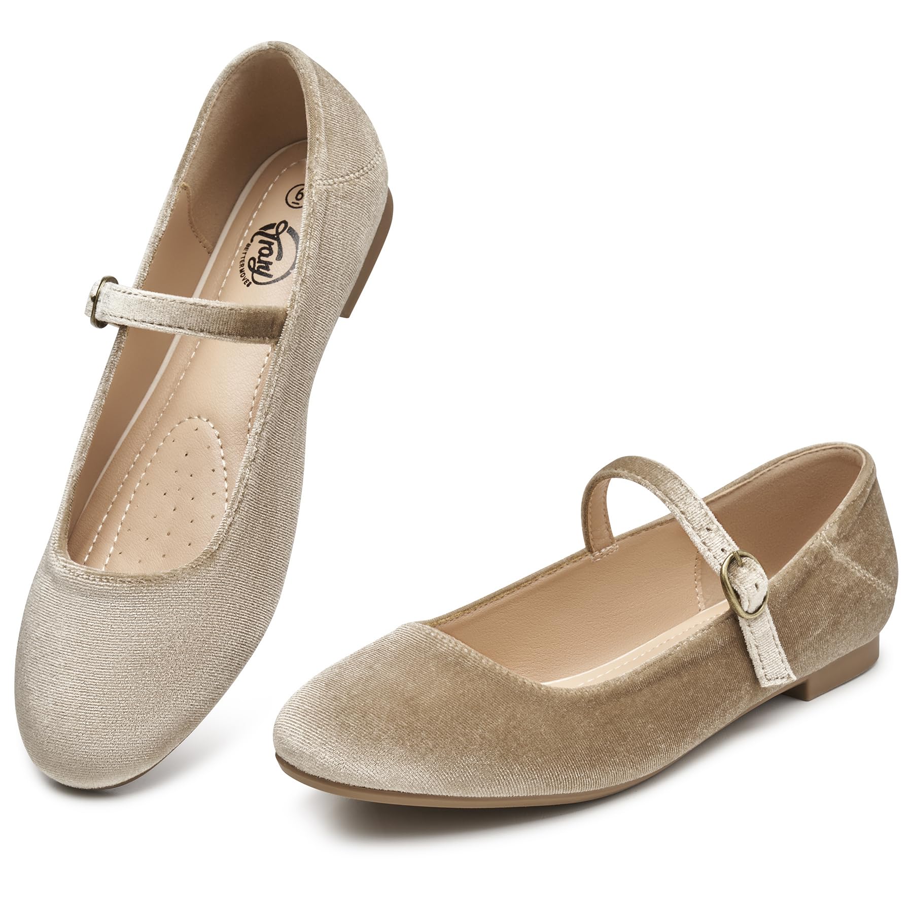 Trary Mary Jane Ballet Flats, Black Flats for Women, Ankle Strap Dressy Comfortable Flats