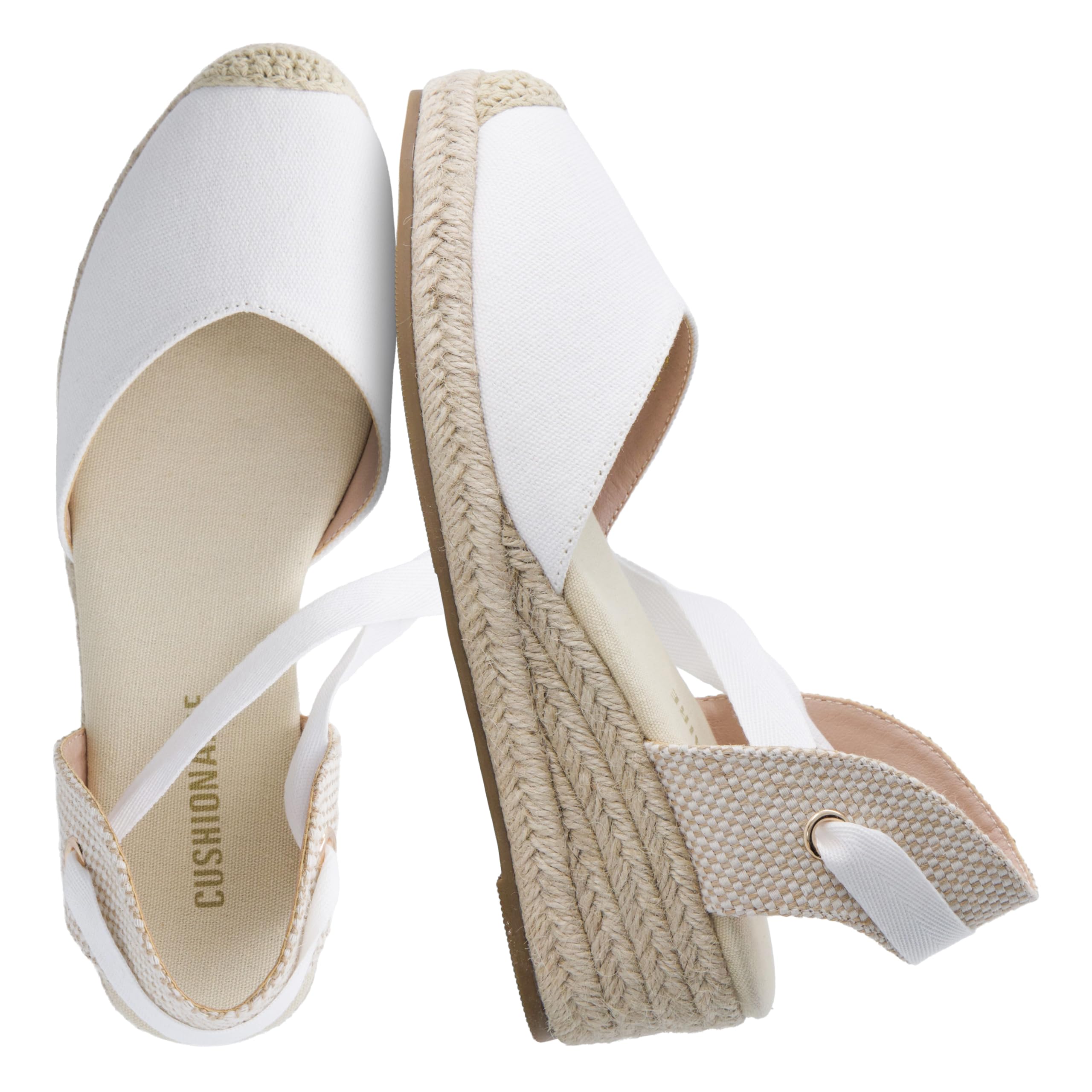 CUSHIONAIRE Bonita Platform Espadrille Wedge Sandals for Women, Closed Toe Lace Up Ankle Wrap Dressy Everyday Womens Heels