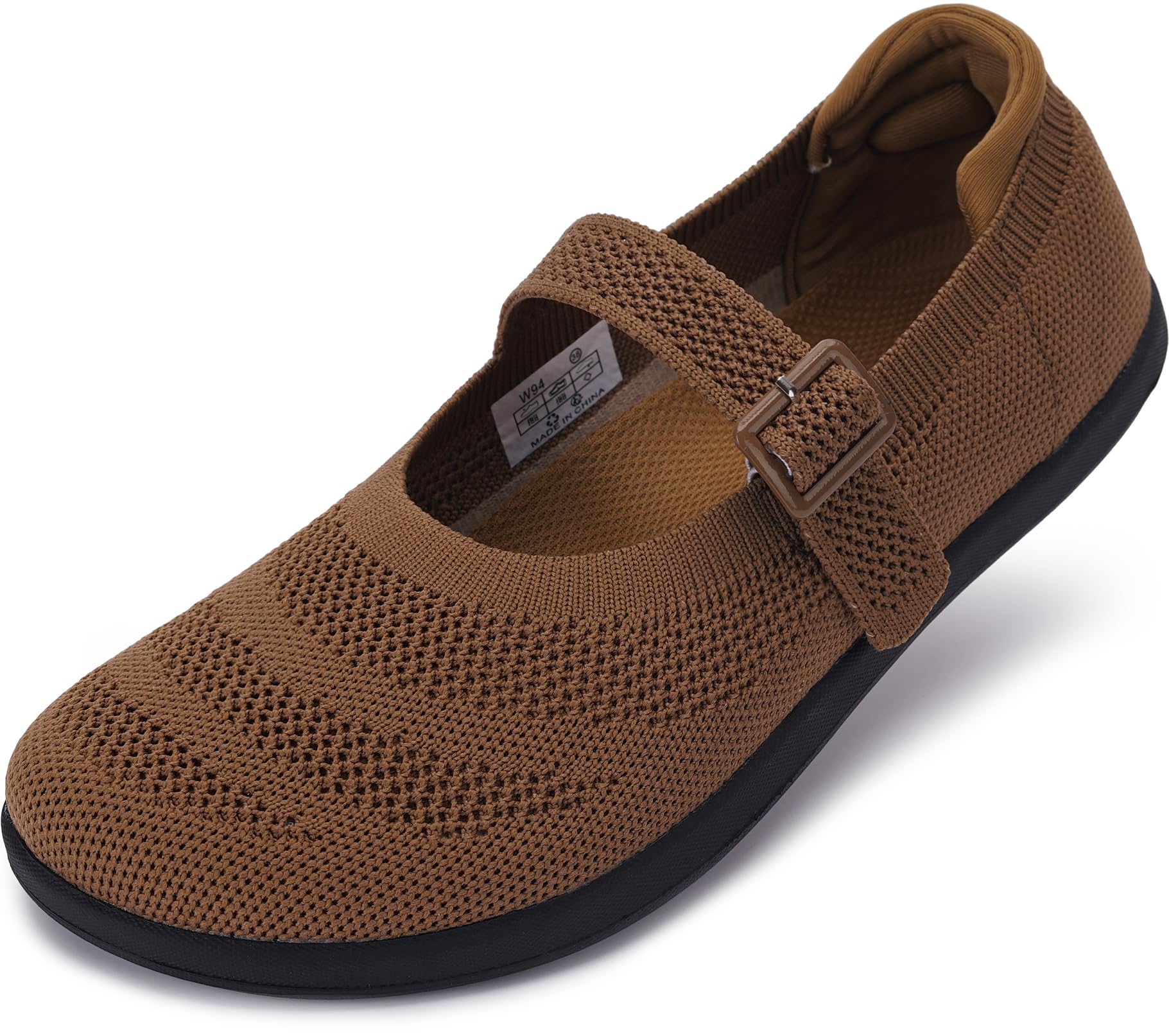 WHITIN Women's Barefoot Mary Jane Flats + Wide Toe Box + Zero Drop Sole + Adjustable Straps