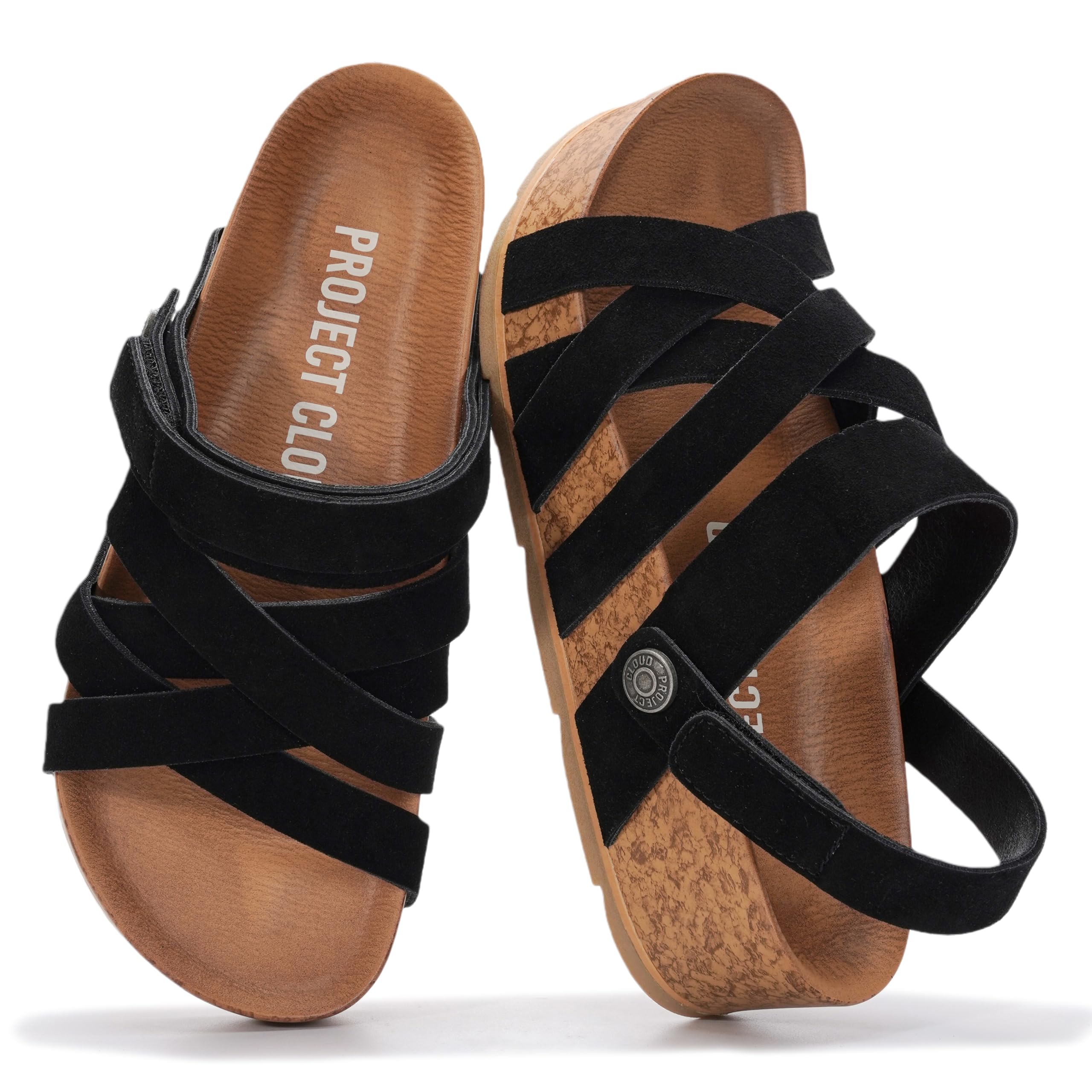 Project Cloud Women's Leather Platform Wedge Sandals