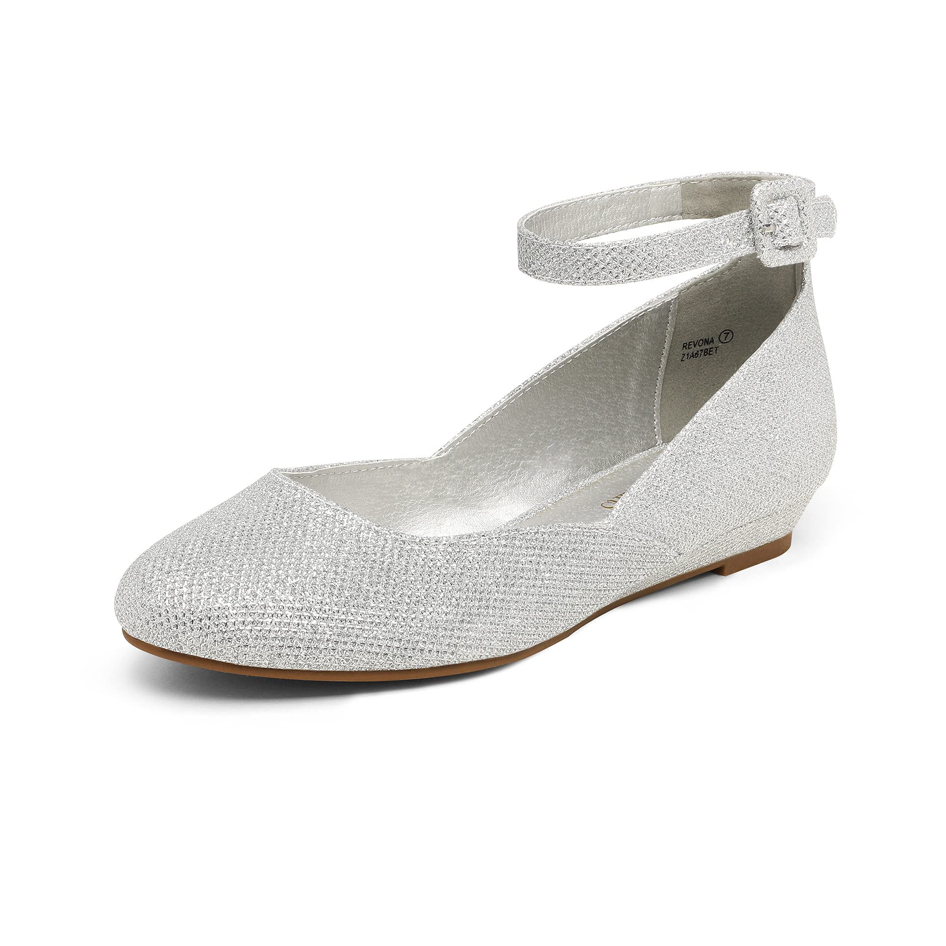 DREAM PAIRS Women's Dress Flats Ballet Low Wedge Round Toe Ankle Strap Comfortable Casual Flats Shoes