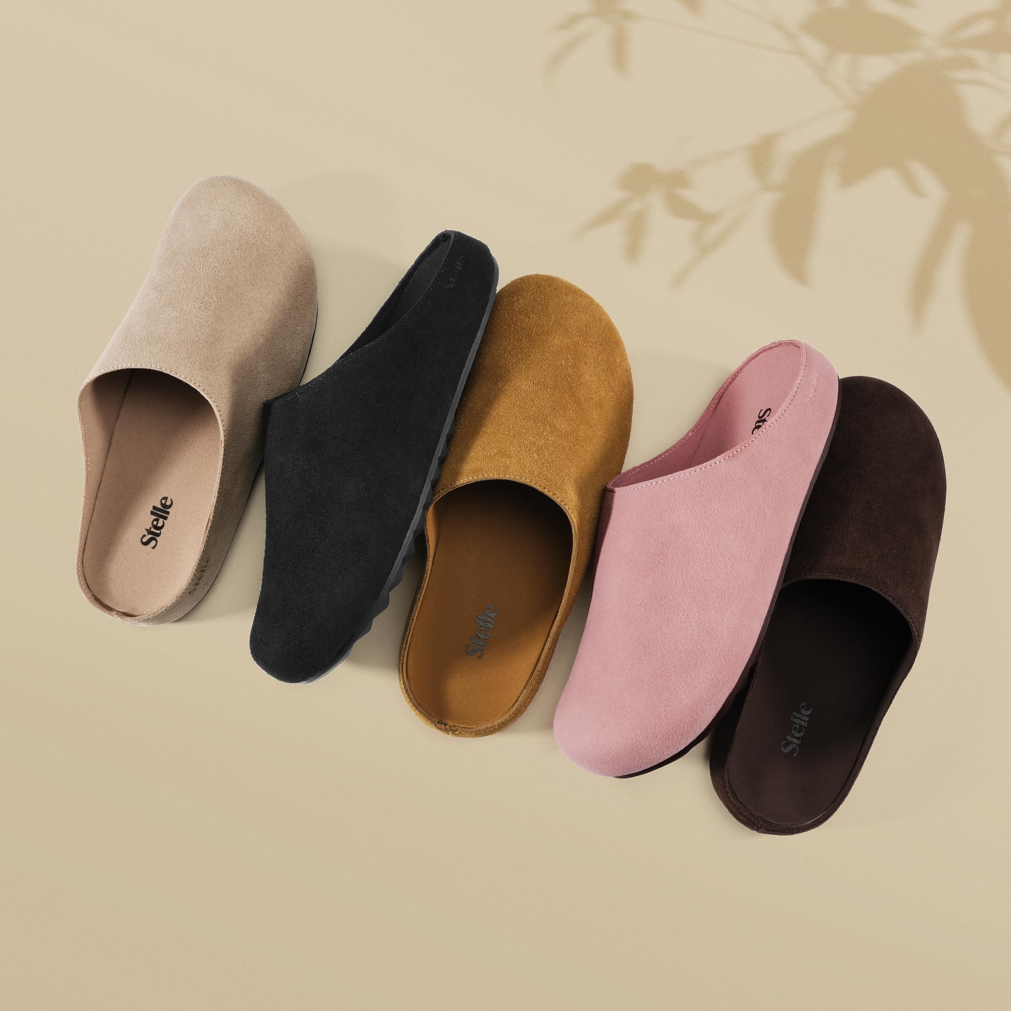 Women's Suede Clogs with Arch Support and Cork Footbed