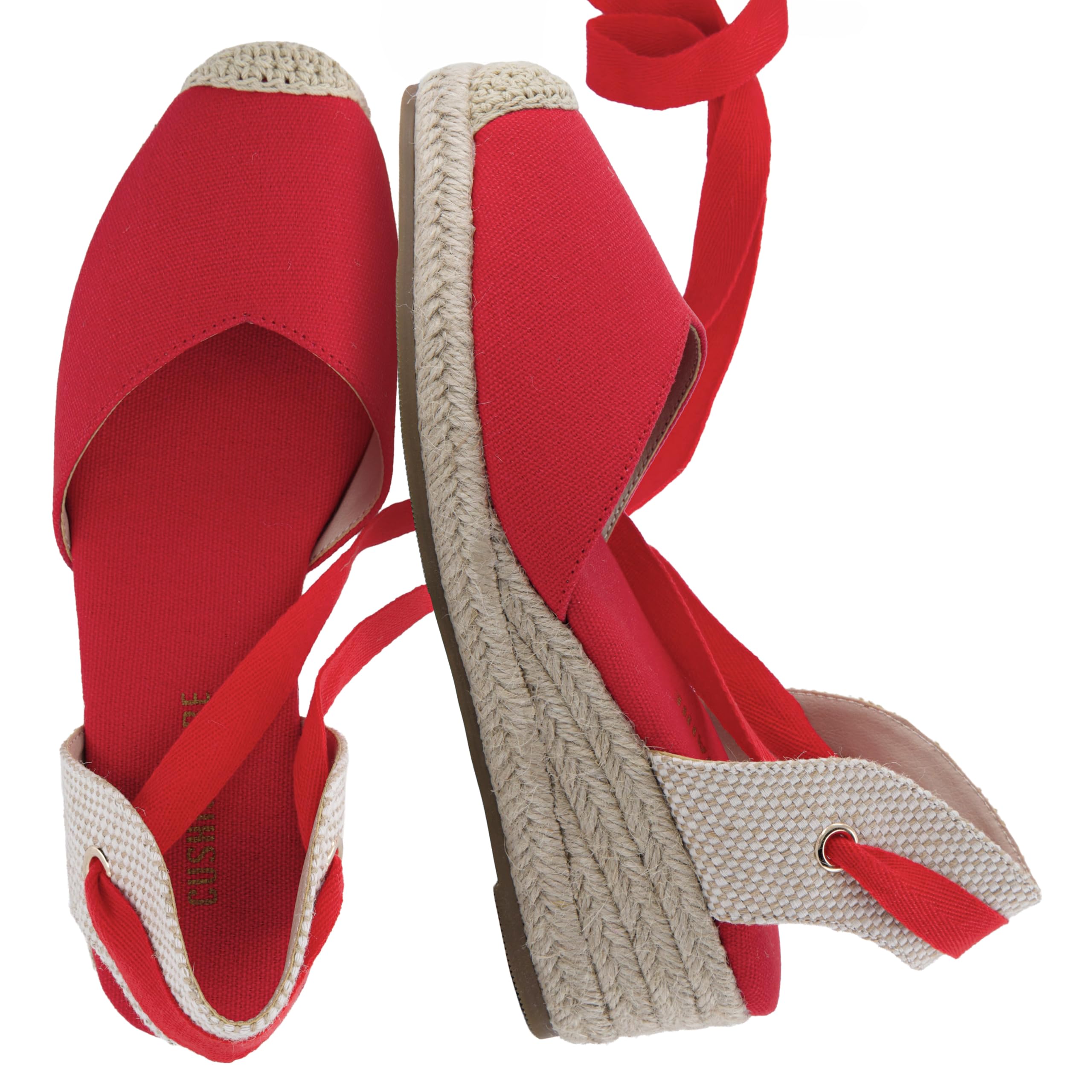 CUSHIONAIRE Women's Bonita Lace-Up Espadrille Wedges