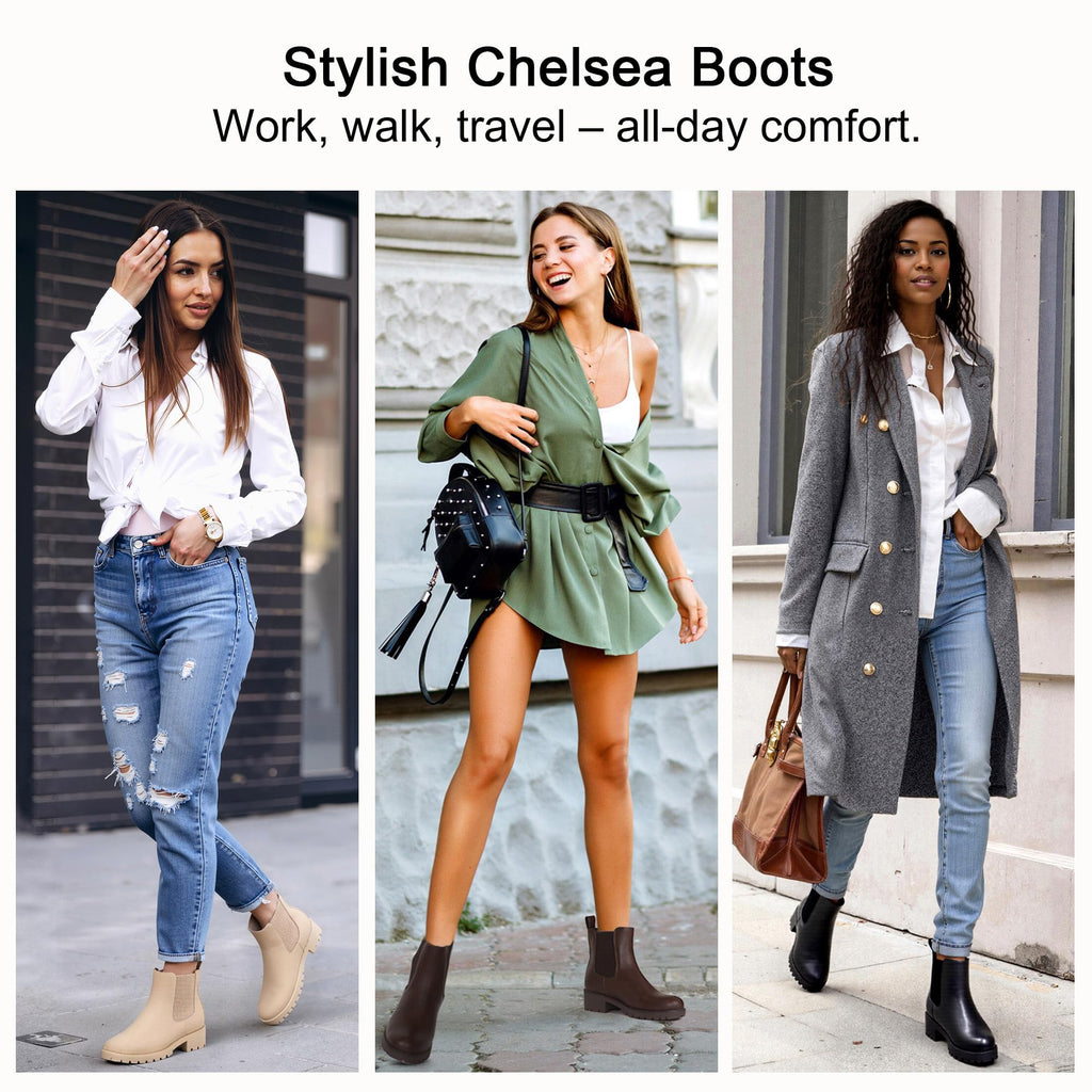 Vepose Women's 9607 Pull-On Chelsea Ankle Boots