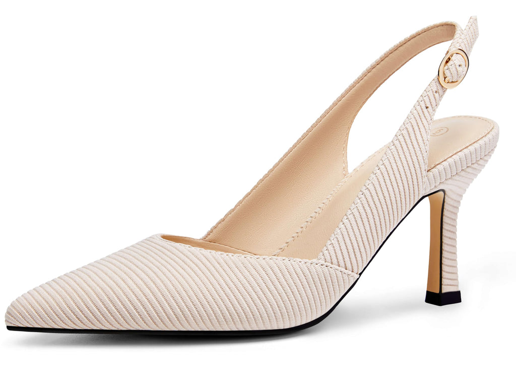 Rilista Women's Pointed-Toe Slingback Kitten-Heel Pumps