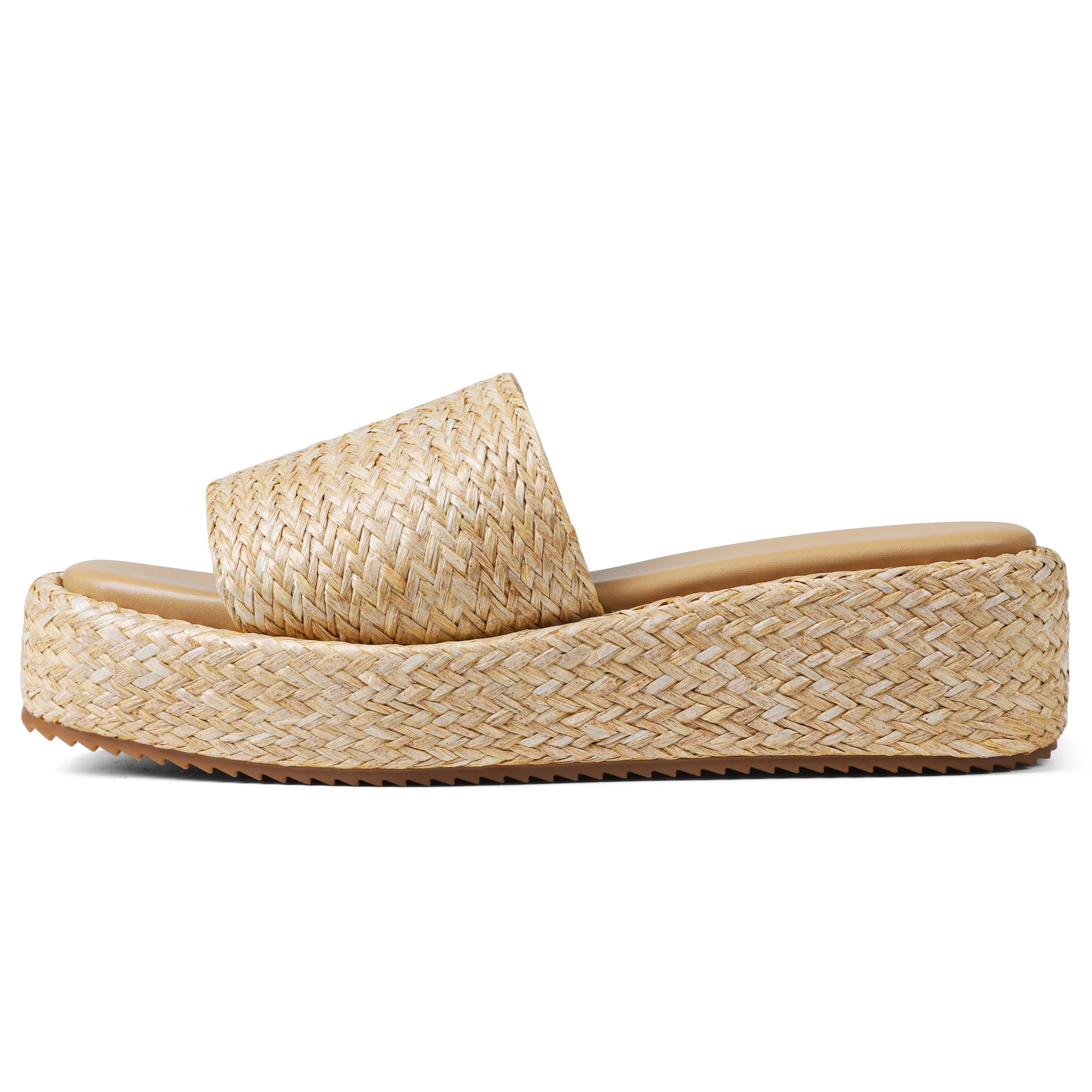 EQAUDES Platform Slip on Espadrille Sandals for Women Wedges Slides Bohemia Sandals Flatform Open Toe Beach Sandals