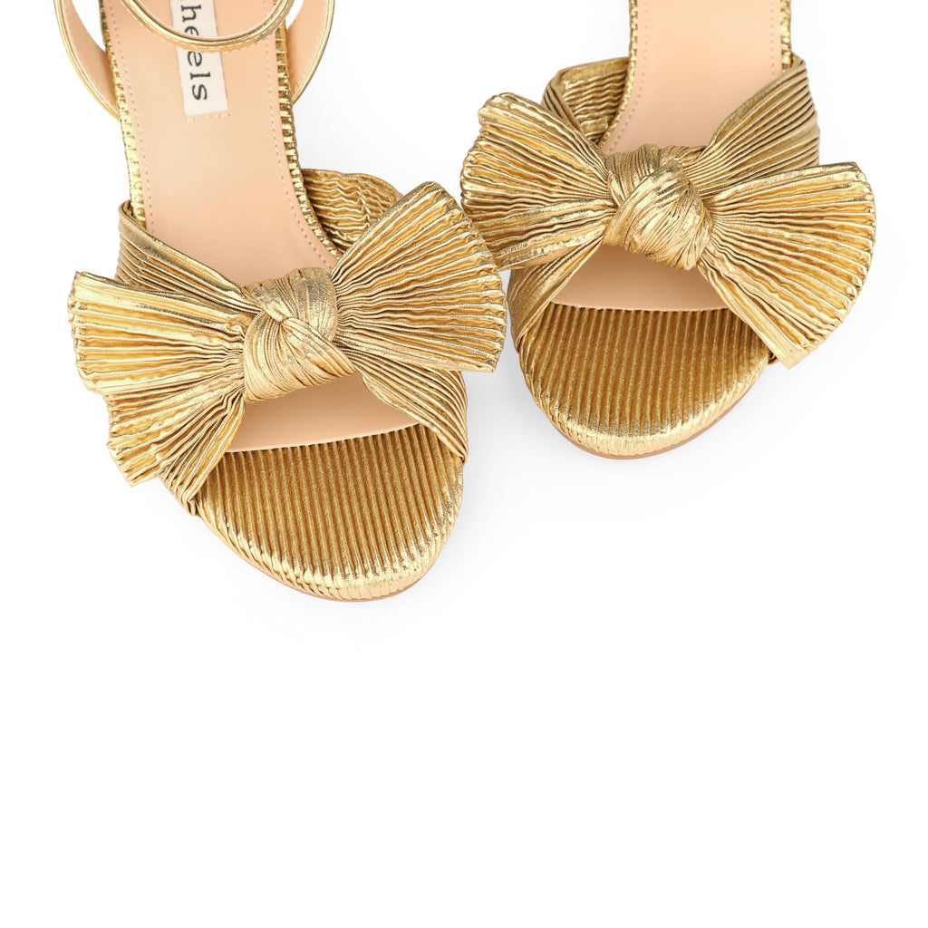 Zzheels Women's Bow-Knot Block-Heel Bridal Sandals