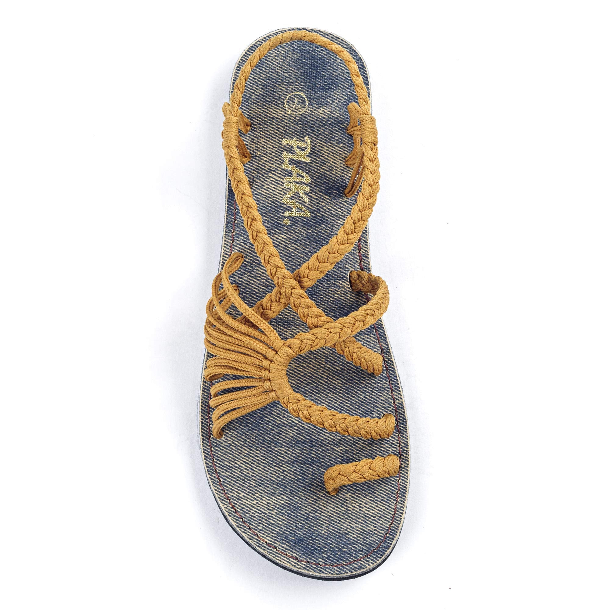 Plaka Women's Palm Leaf Flat Sandals for Summer Wear
