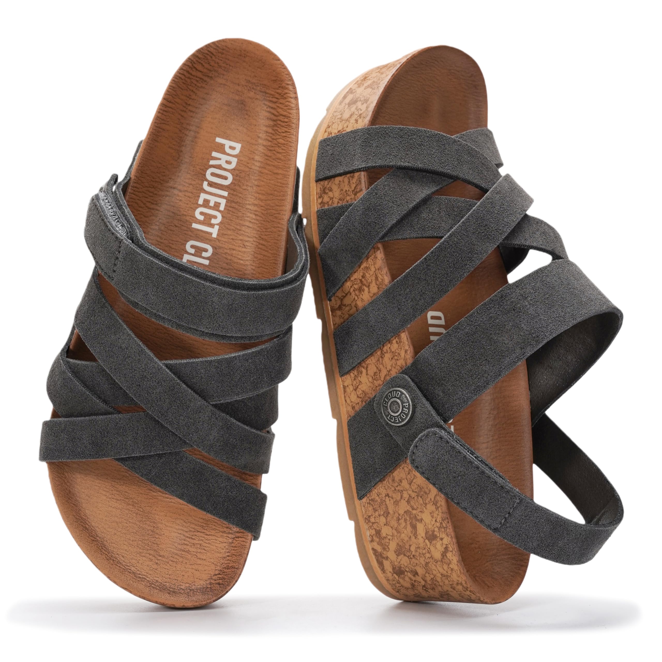 Project Cloud Women's Leather Platform Wedge Sandals