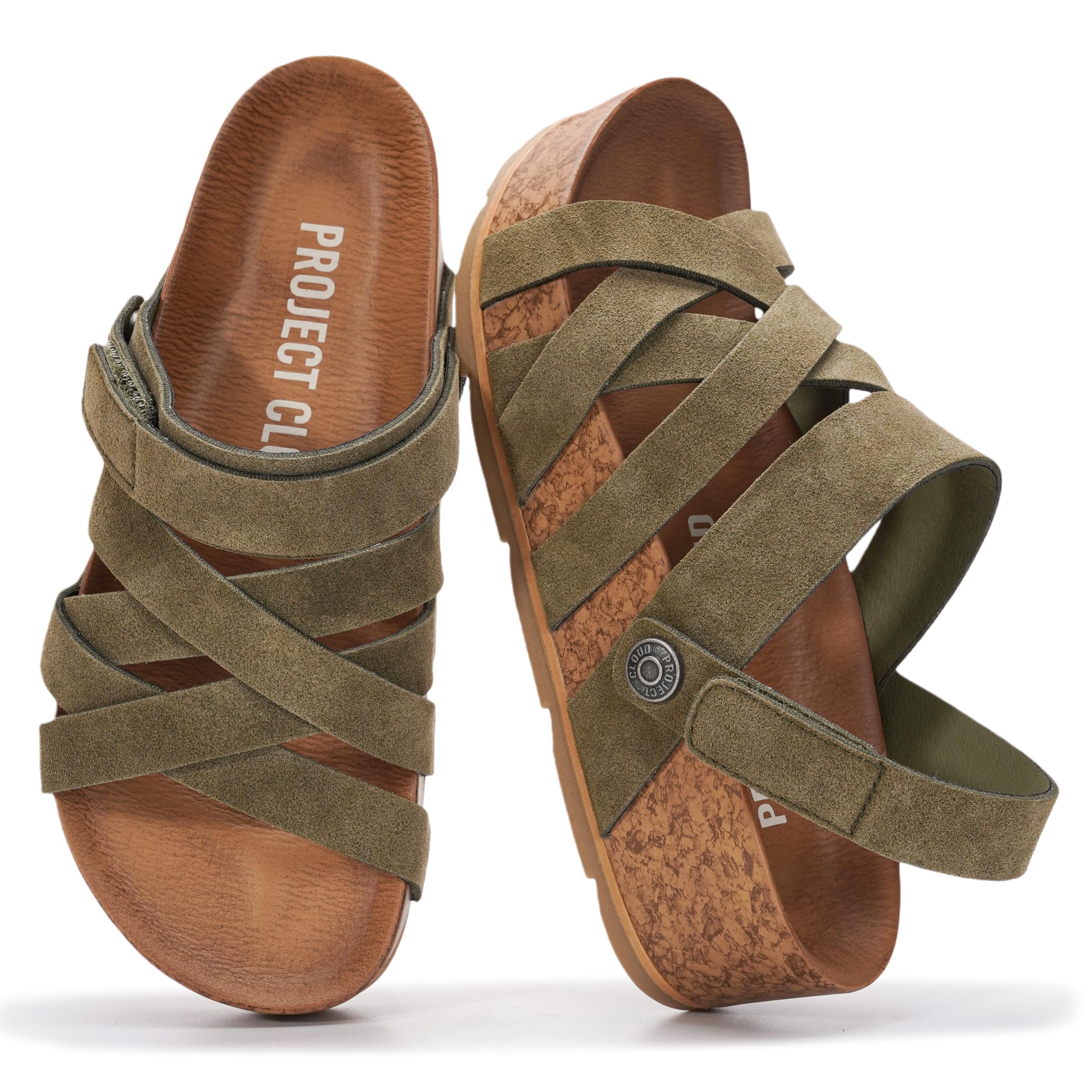 Project Cloud Women's Leather Platform Wedge Sandals